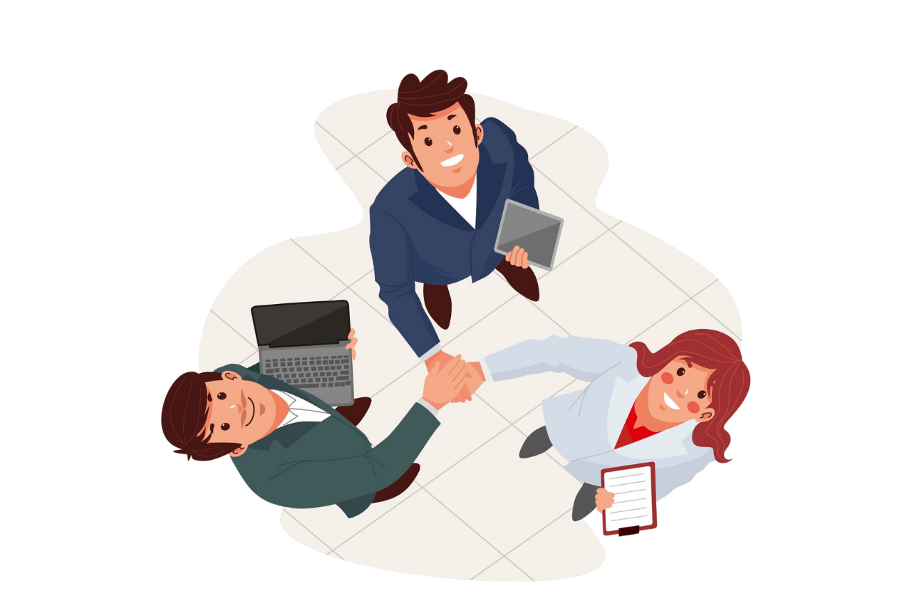 Illustration of business professionals shaking hands symbolizing partnership firm registration in India